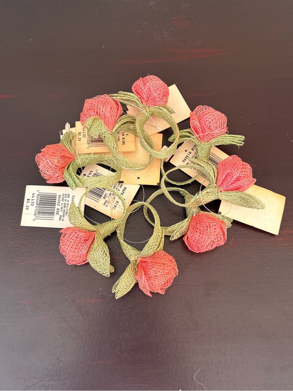 Sears, Roebuck & Co Vintage Floral Rose Napkin Rings set of 8